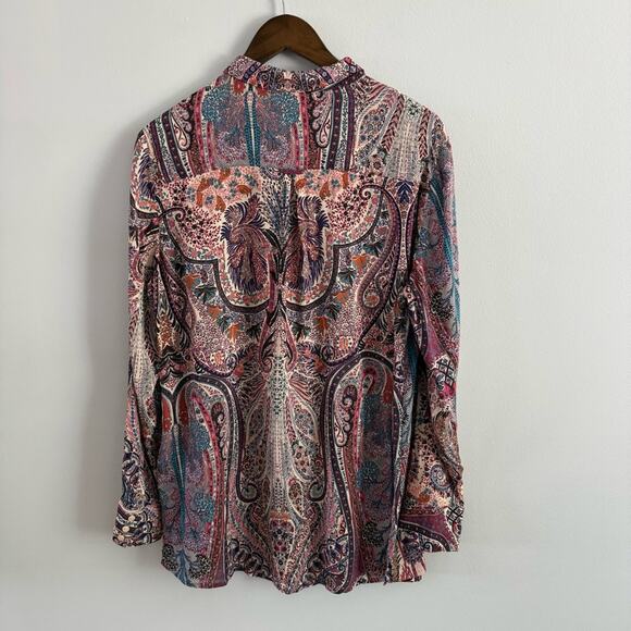 BA & SH | Women’s Blake Paisley Print Long Sleeve Blouse Lady Shirt Button Down - Picture 5 of 13